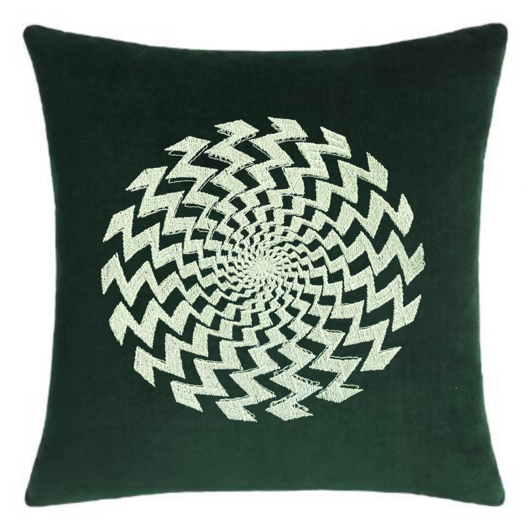 Modern Spiral Embroidered Decorative Pillow Cover 18" x 18"