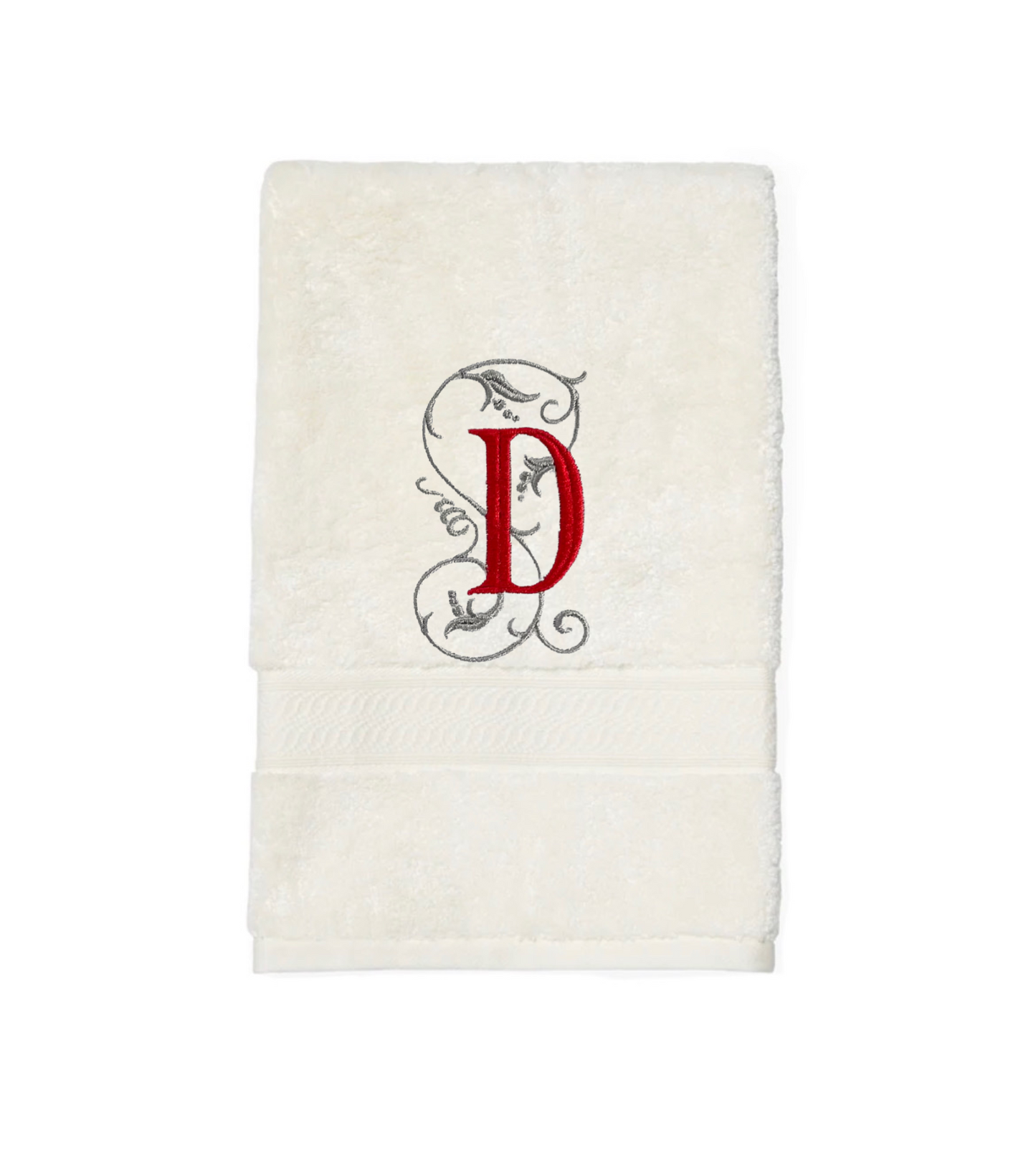 Monogram Guest Bath Hand Towel. Beautiful Monogram Letter With Scrolling