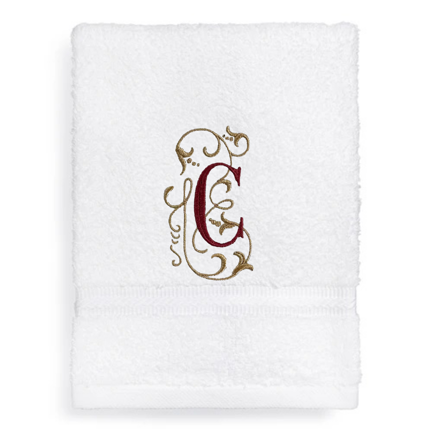 Monogram Guest Bath Hand Towel. Beautiful Monogram Letter With Scrolling
