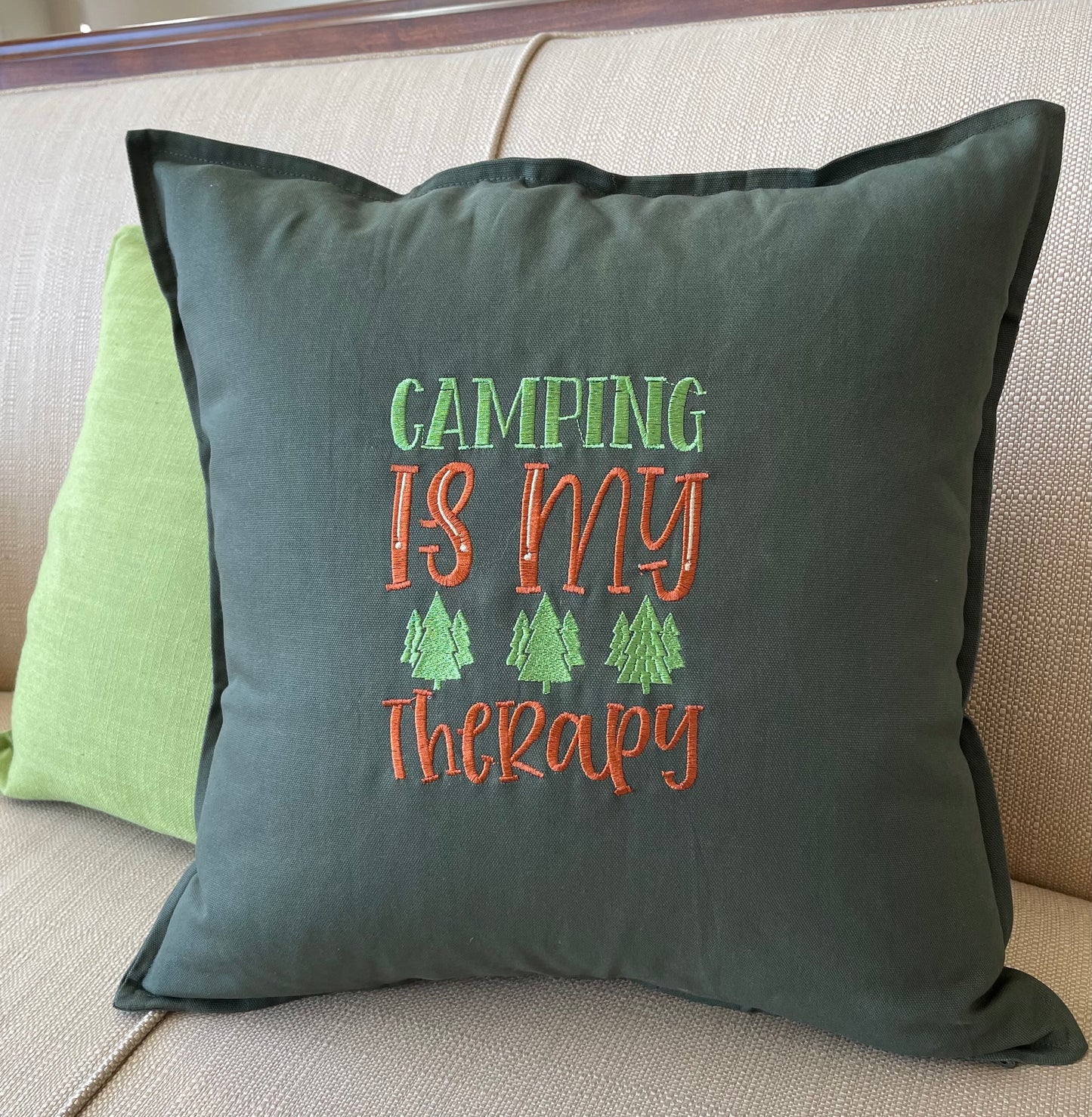 Camping Is My Therapy Throw Pillow Cover 20" x 20"