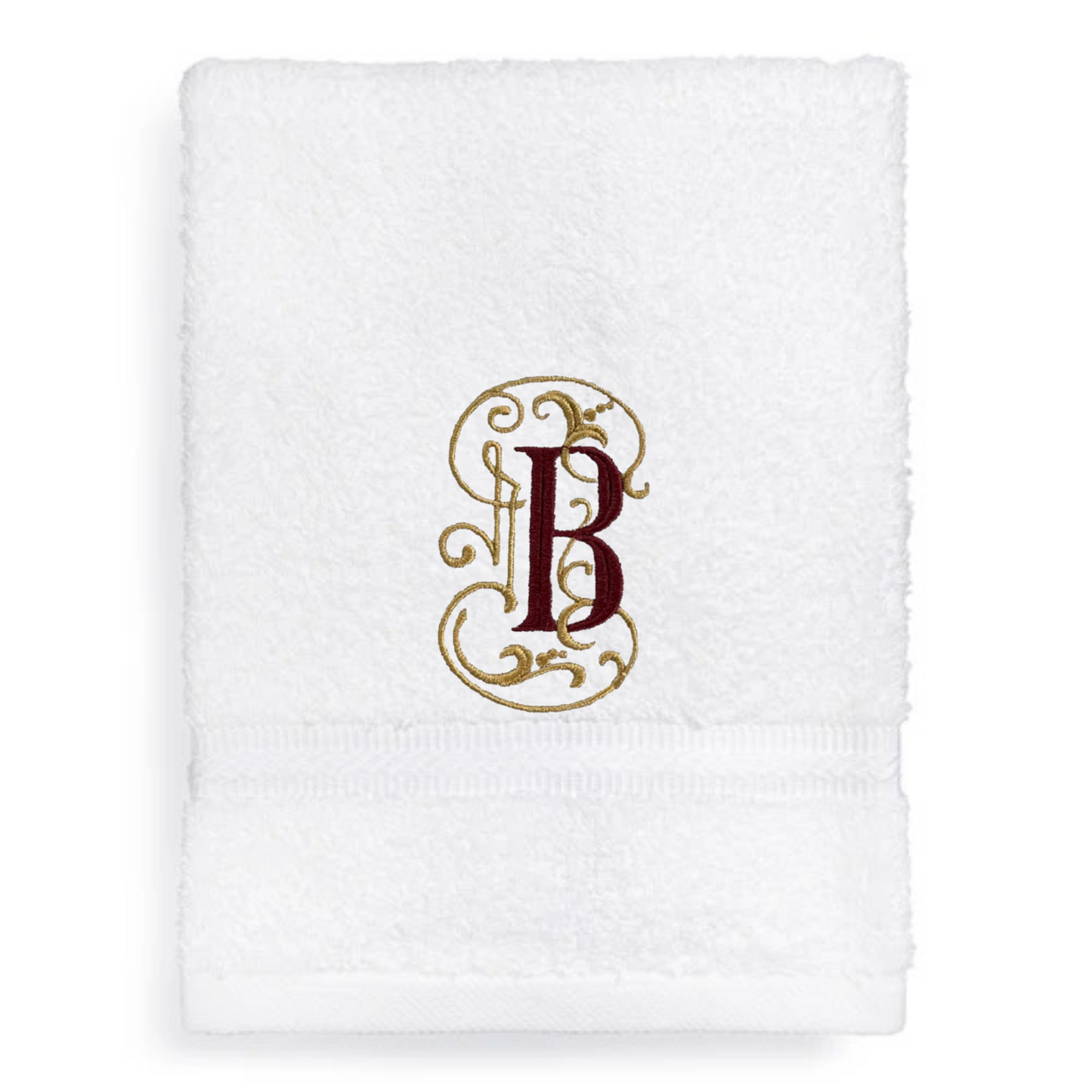 Monogram Guest Bath Hand Towel. Beautiful Monogram Letter With Scrolling