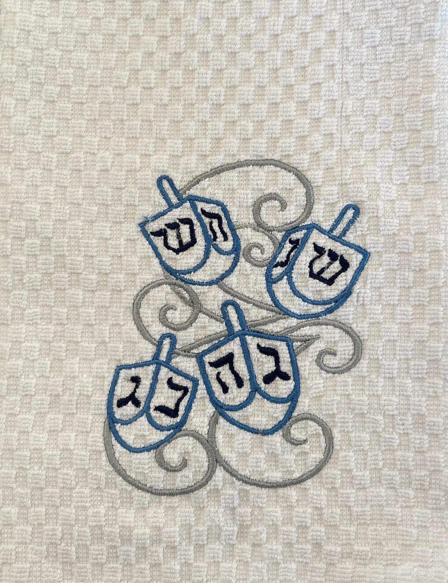 Embroidered Hanukkah Kitchen Towels