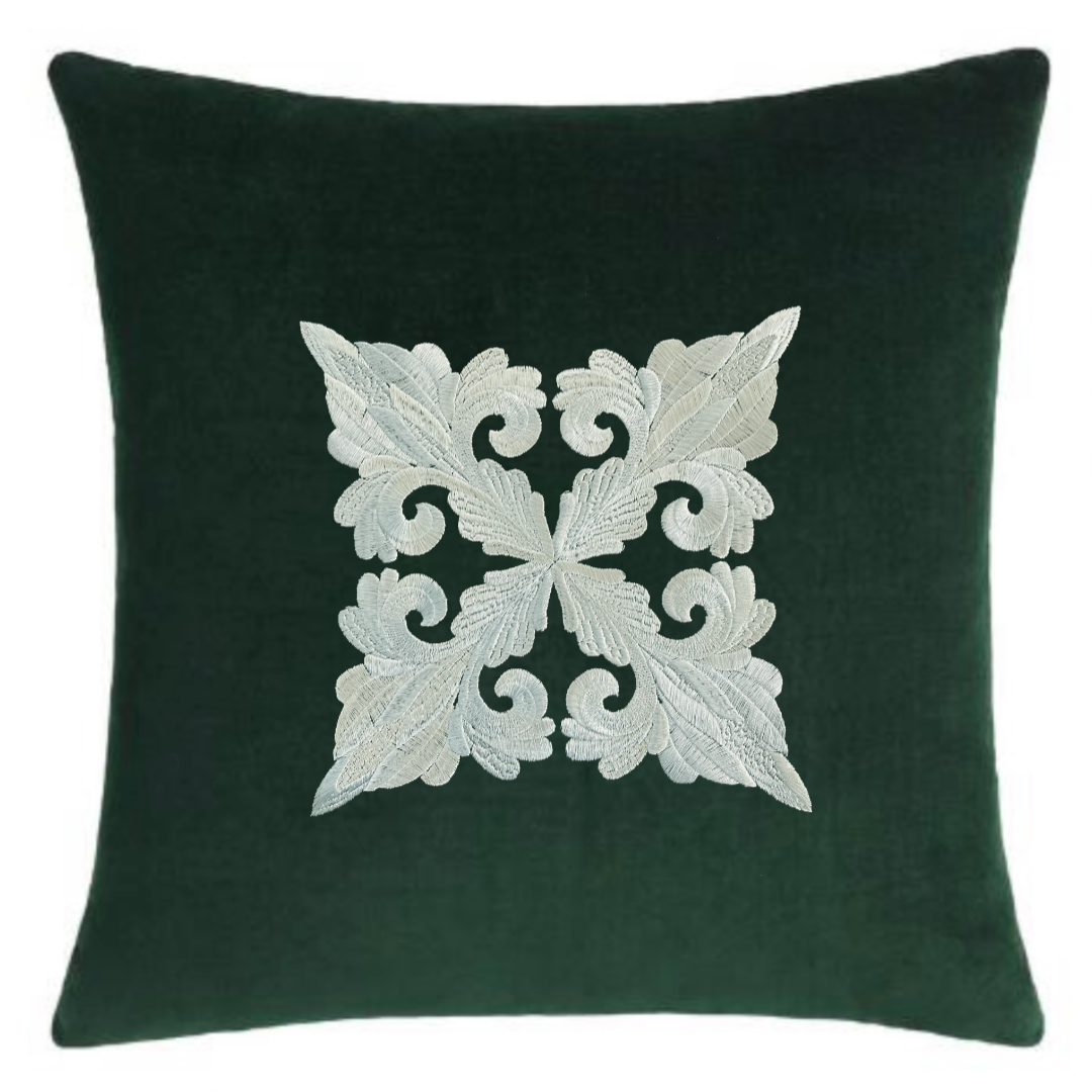 Damask Fleur de Lis Embroidered Decorative Pillow Cover