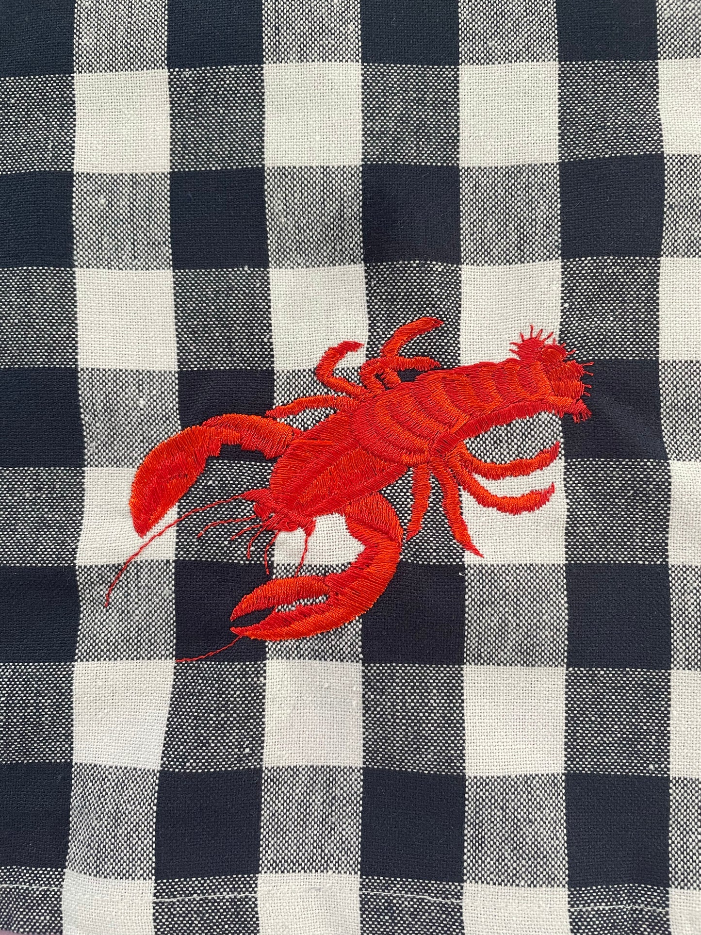 Lobster Embroidered Kitchen Towel. Cotton Dish Towels