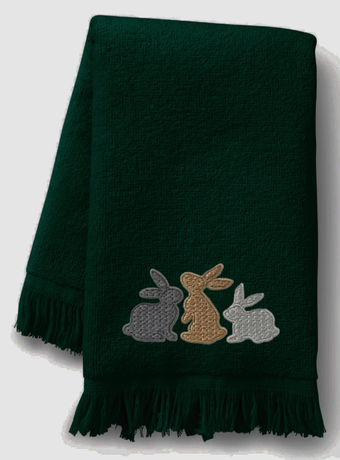 Rabbits Embroidered Fingertip Towel
