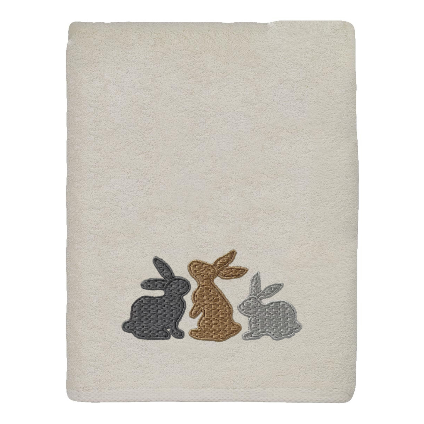 Rabbits Embroidered Fingertip Towel