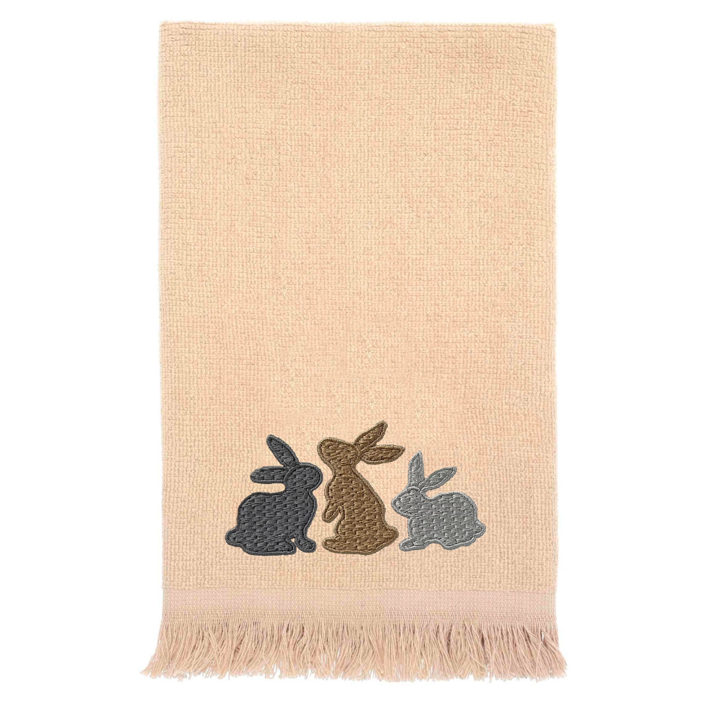 Rabbits Embroidered Fingertip Towel