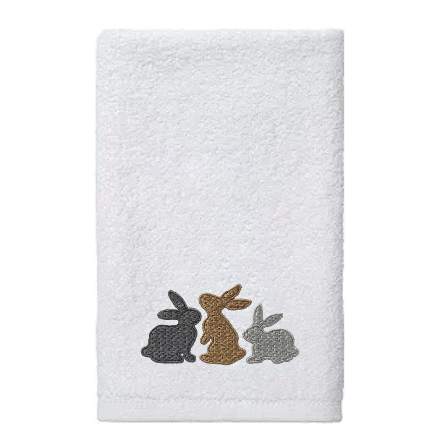 Rabbits Embroidered Fingertip Towel