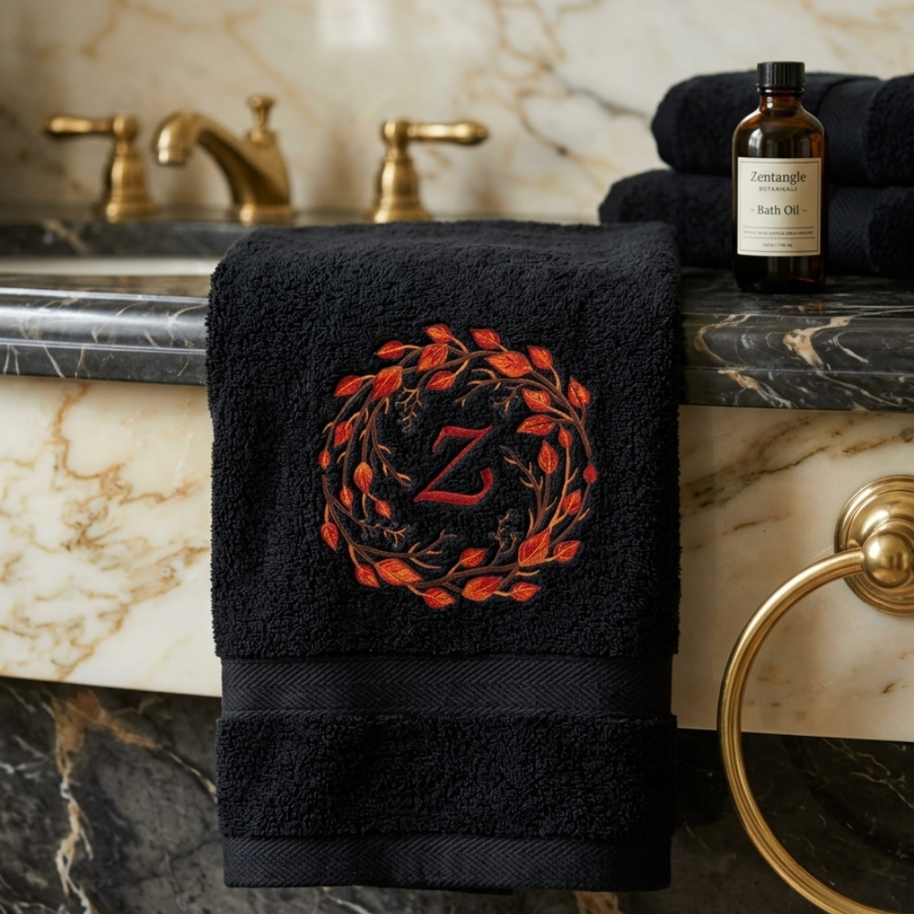 Autumn Wreath Embroidered Towels – Personalized Monogram | Kellytwins