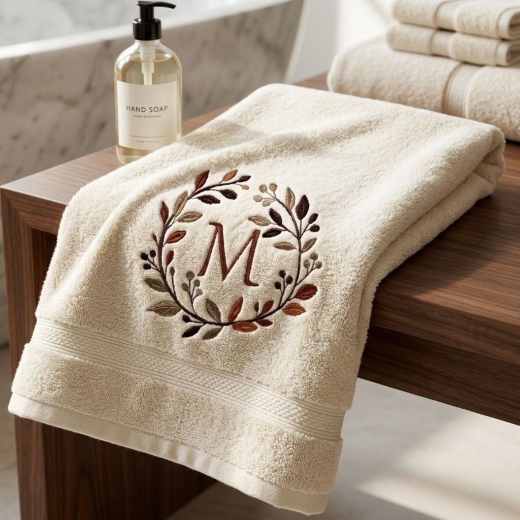 Fall Wreath Embroidered Towels Monogrammed | Personalized | Kellytwins