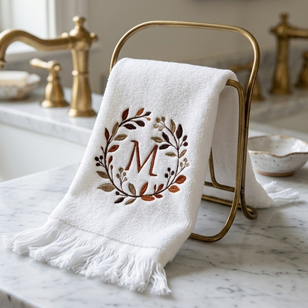 Fall Wreath Embroidered Towels Monogrammed | Personalized | Kellytwins