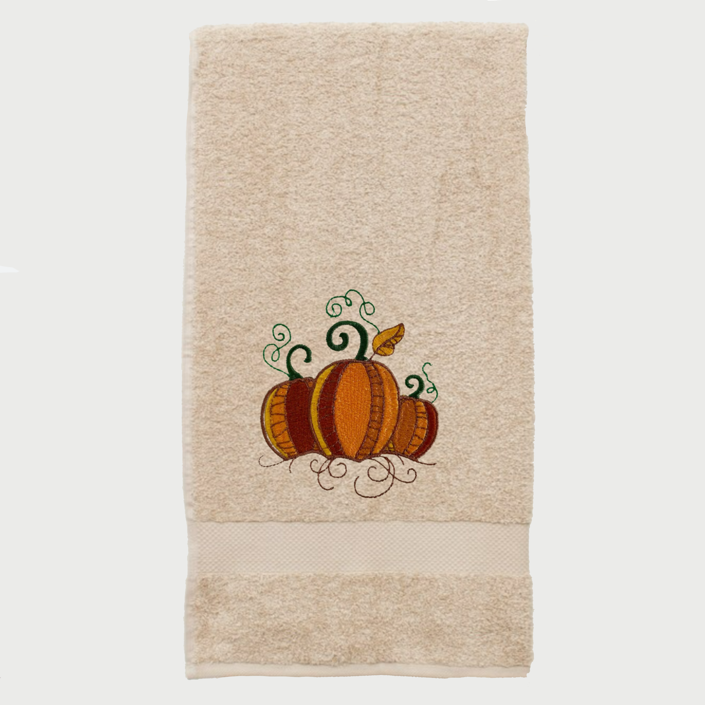 Autumn Pumpkins Embroidered Bath Towels. 100% Cotton Hand or Fingertip Towel