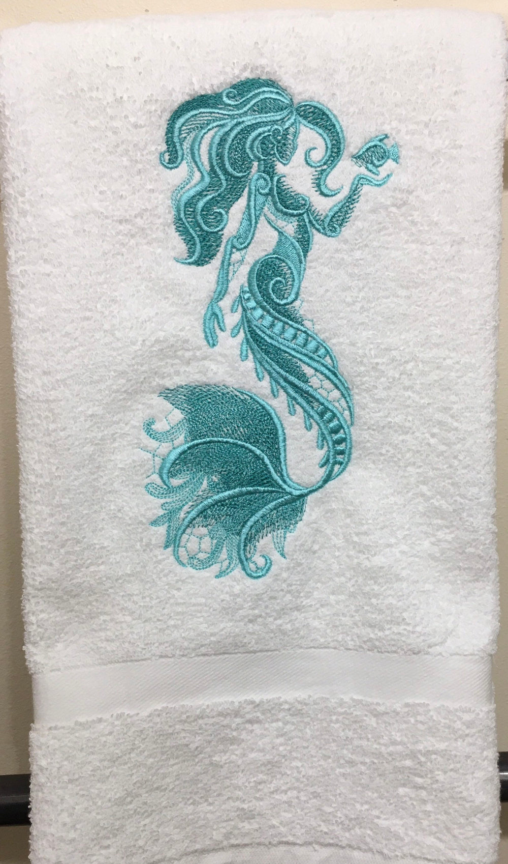 Embroidered Mermaid Hand Towel