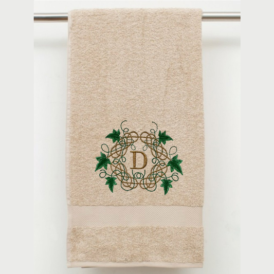 Embroidered Monogrammed Ivy and Celtic Knot Towel. 100% Cotton Hand or Fingertip Towel (Copy)