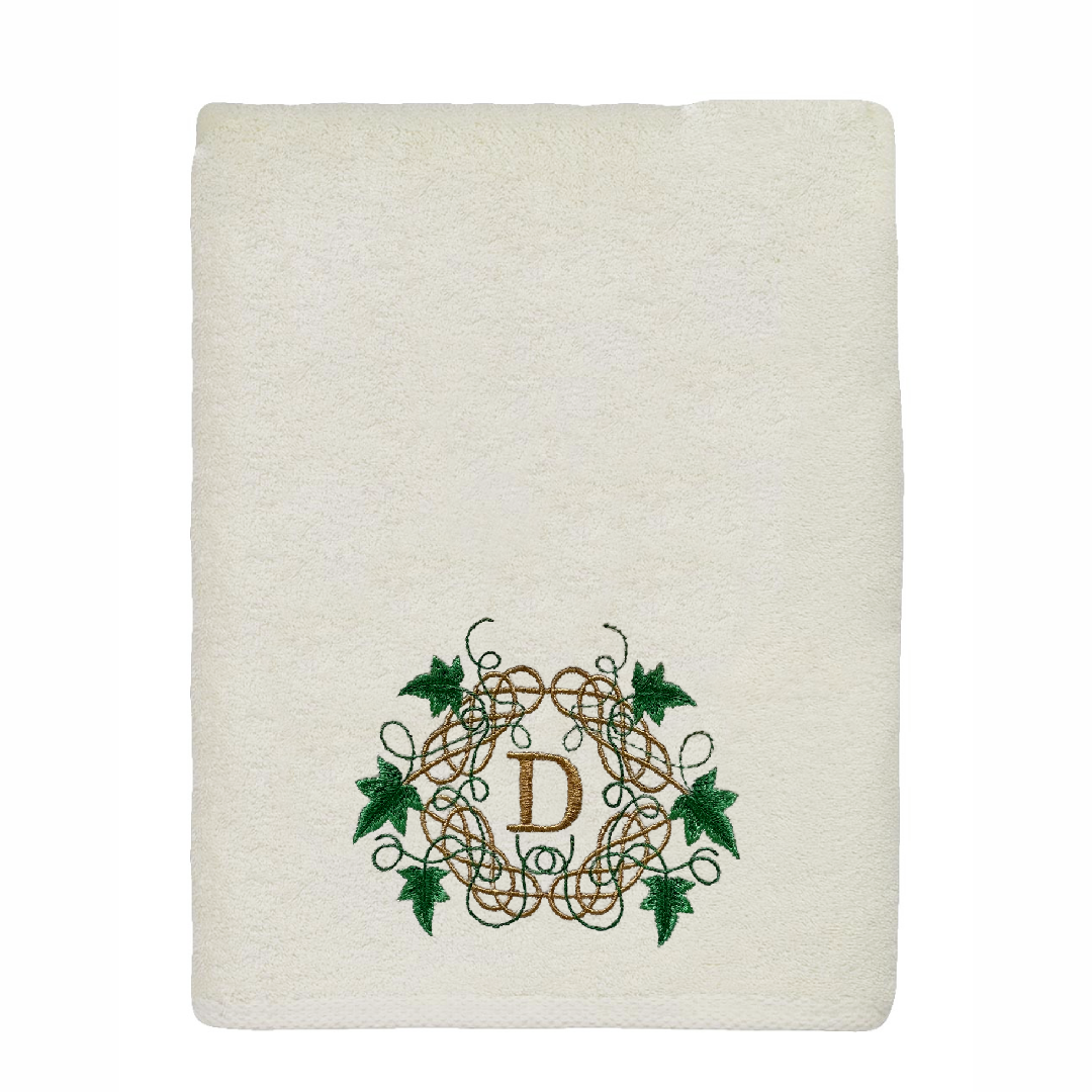 Embroidered Monogrammed Ivy and Celtic Knot Towel. 100% Cotton Hand or Fingertip Towel (Copy)