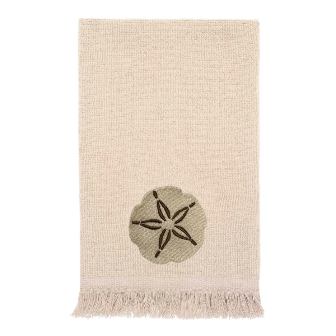 Embroidered Sand Dollar Fingertip Towel