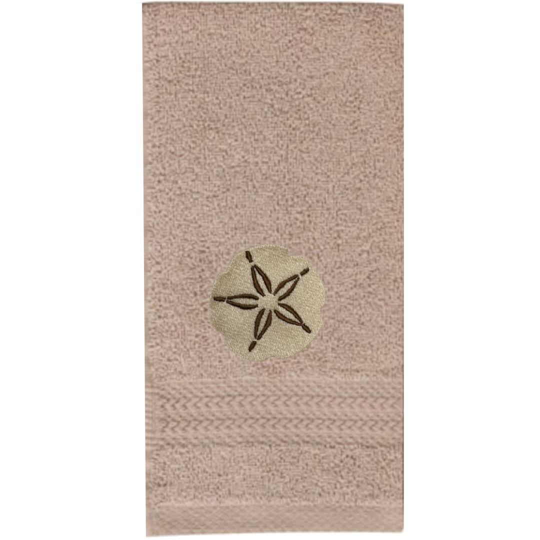 Embroidered Sand Dollar Fingertip Towel