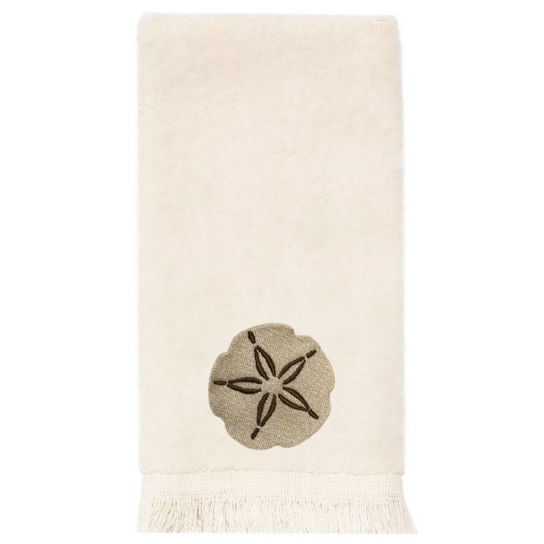 Embroidered Sand Dollar Fingertip Towel