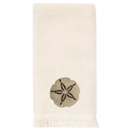 Embroidered Sand Dollar Fingertip Towel