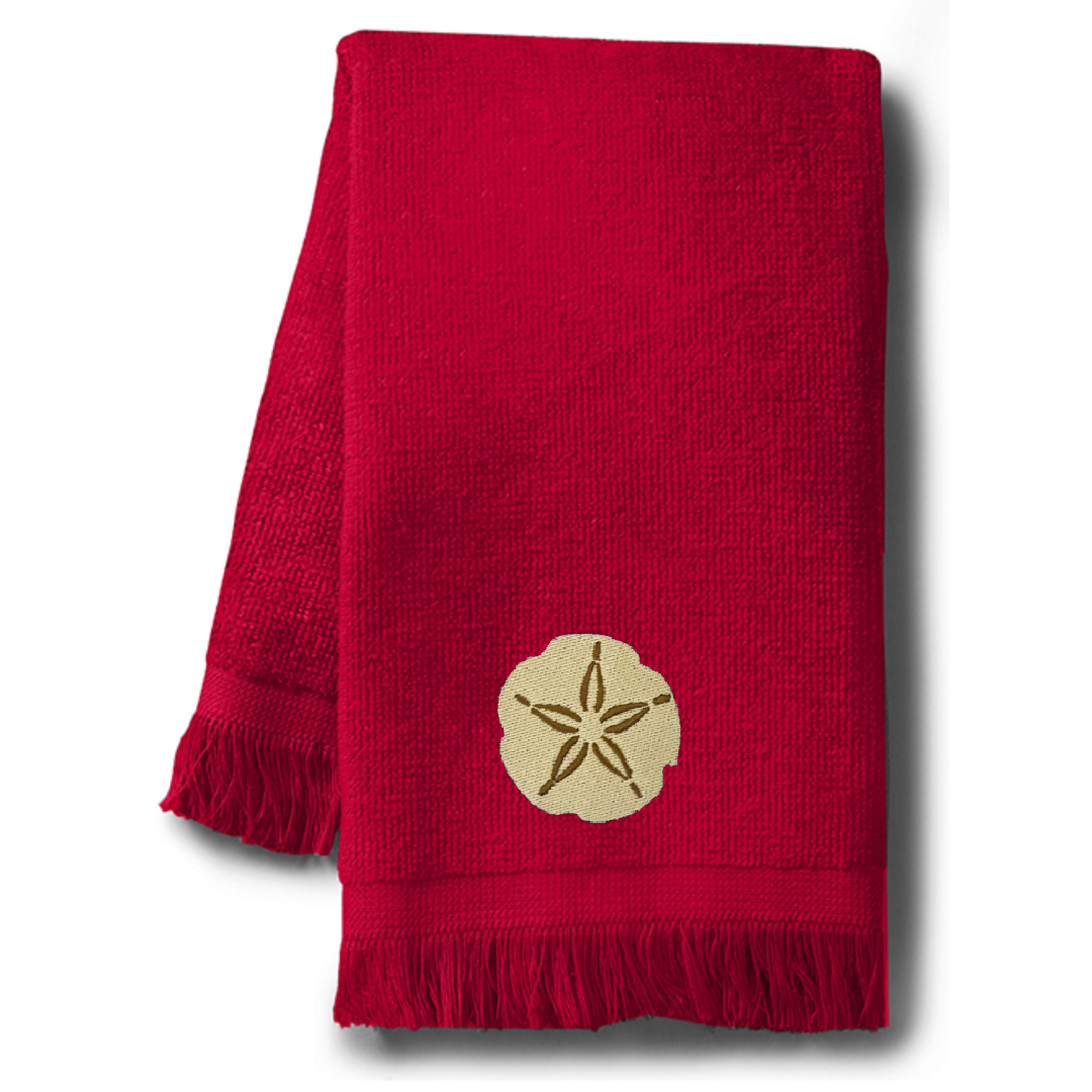 Embroidered Sand Dollar Fingertip Towel