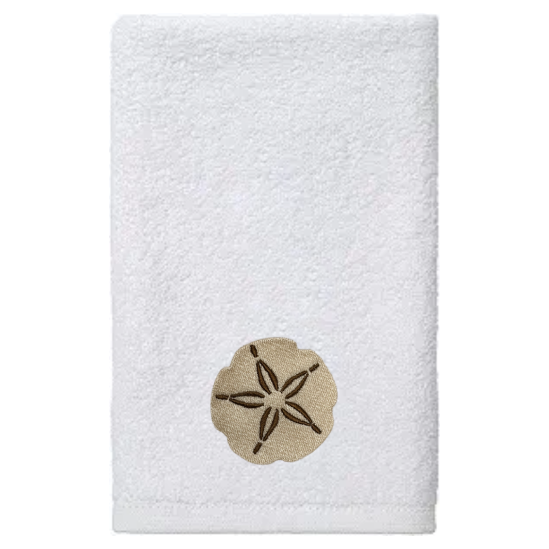Embroidered Sand Dollar Fingertip Towel