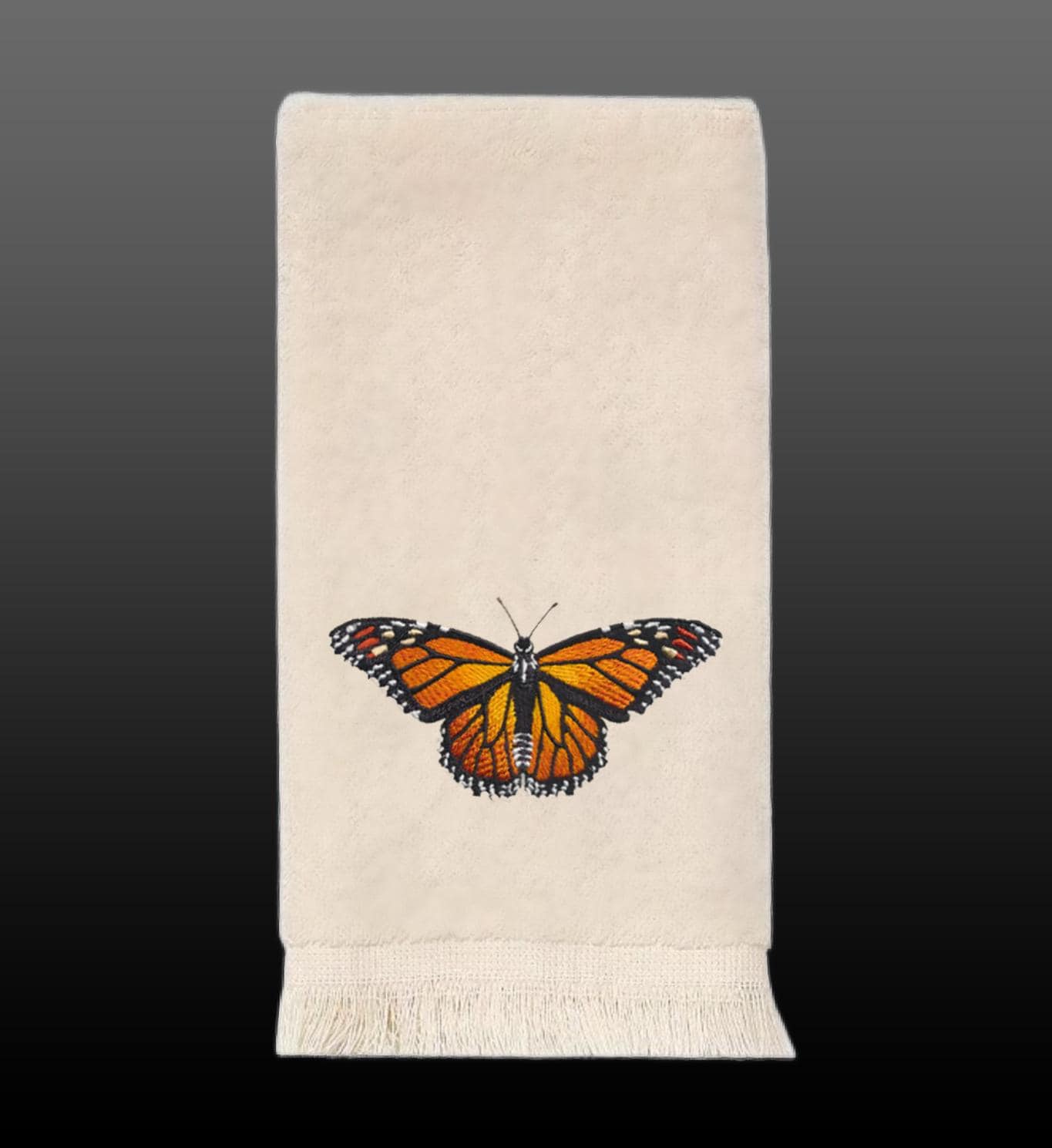 Embroidered Butterfly Fingertip Towel. Beautifully Detailed Butterflies on Cotton Fingertip Towel. Choice of Butterfly