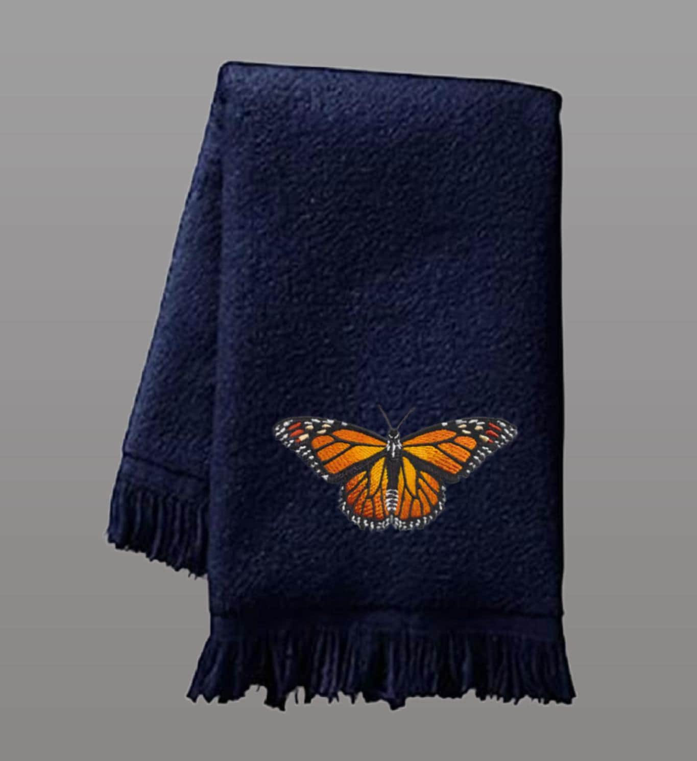 Embroidered Butterfly Fingertip Towel. Beautifully Detailed Butterflies on Cotton Fingertip Towel. Choice of Butterfly