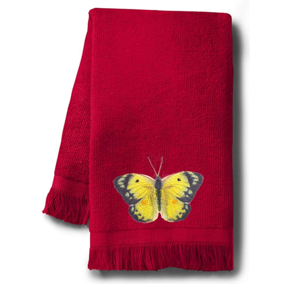 Embroidered Butterfly Fingertip Towel. Beautifully Detailed Butterflies on Cotton Fingertip Towel. Choice of Butterfly