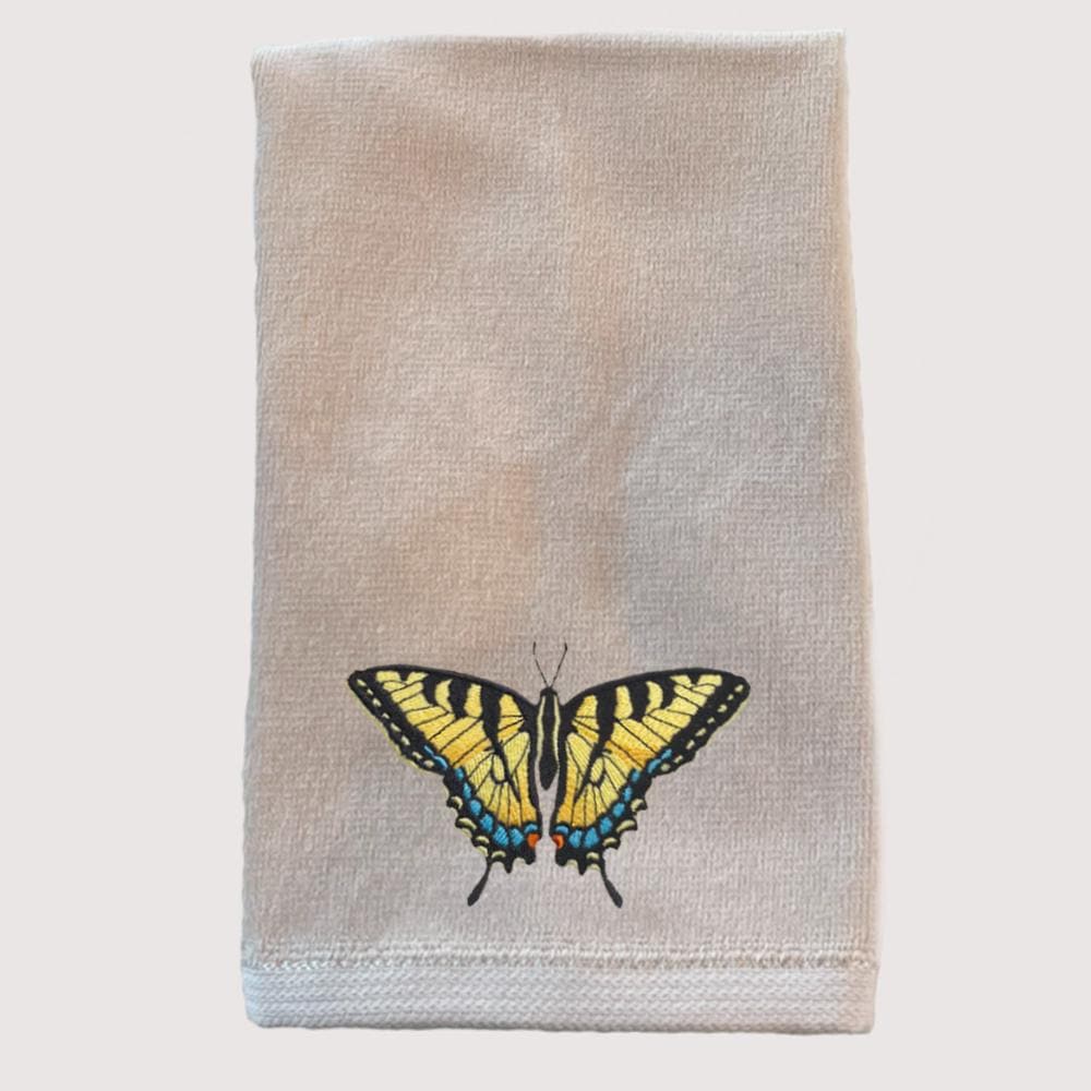 Embroidered Butterfly Fingertip Towel. Beautifully Detailed Butterflies on Cotton Fingertip Towel. Choice of Butterfly