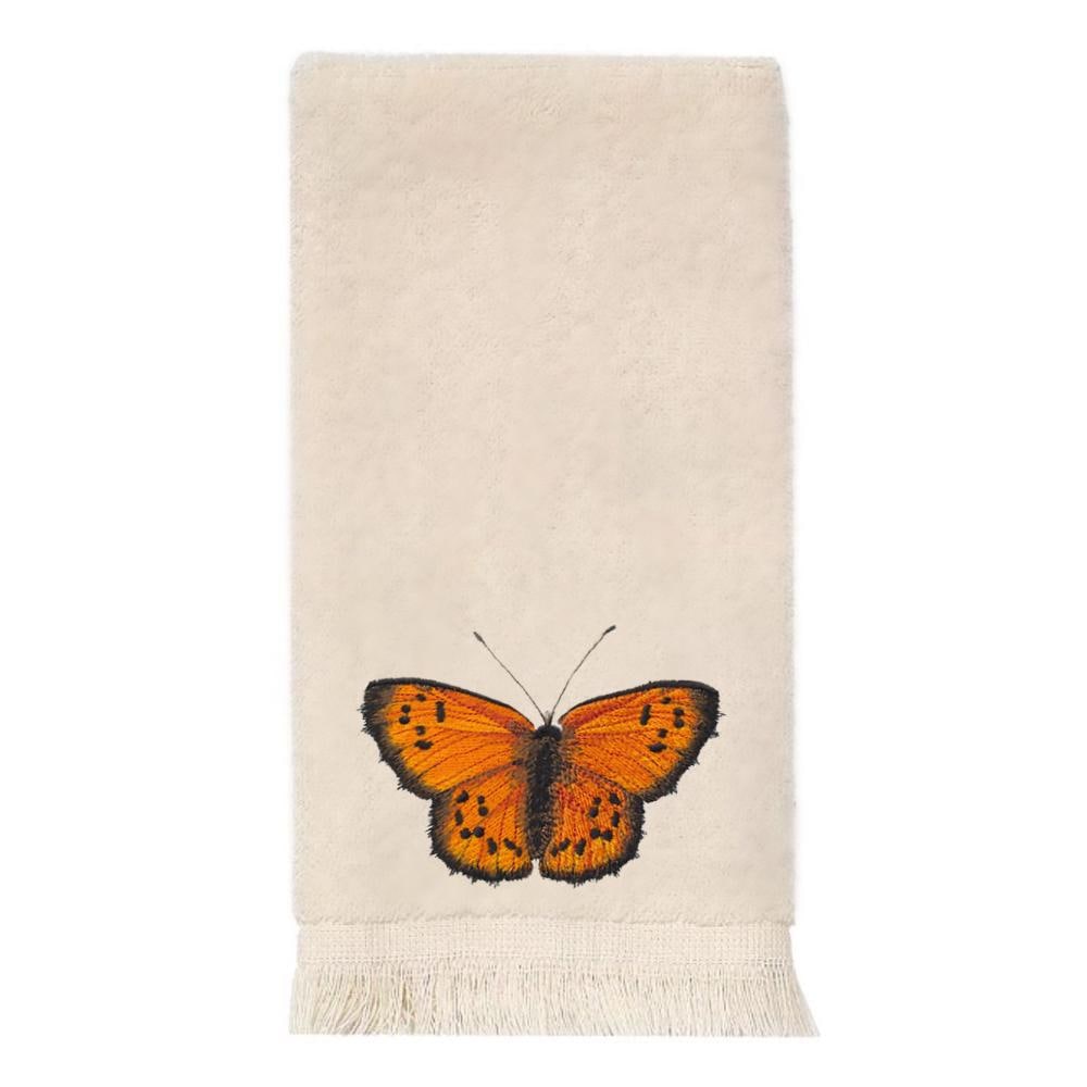 Embroidered Butterfly Fingertip Towel. Beautifully Detailed Butterflies on Cotton Fingertip Towel. Choice of Butterfly