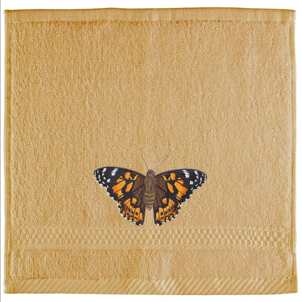 Embroidered Butterfly Face Towel Washcloth. Beautifully Detailed Butterflies on Plush Cotton Face Cloth. Choice of Butterfly.