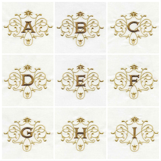 Embroidered Monogram Guest Hand Towel. Beautiful Monogram Letter With Scrolling. Choice of Color Combination