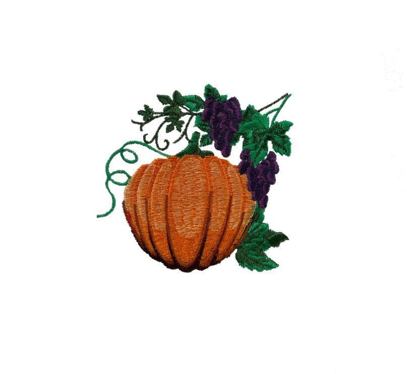 Pumpkin Embroidered Kitchen Towel.  Autumn Theme Cotton Dish Towels