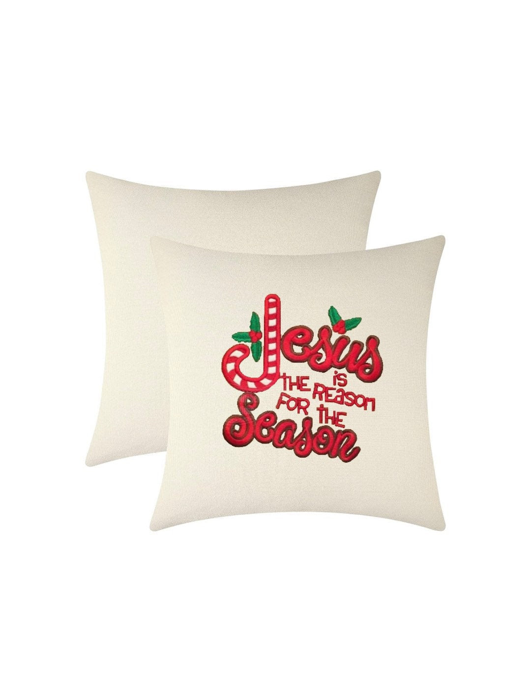 Christmas “Jesus is the Reason for the Season”  Embroidered Throw Pillow Cover. Cotton or Velvet decorative pillow cover