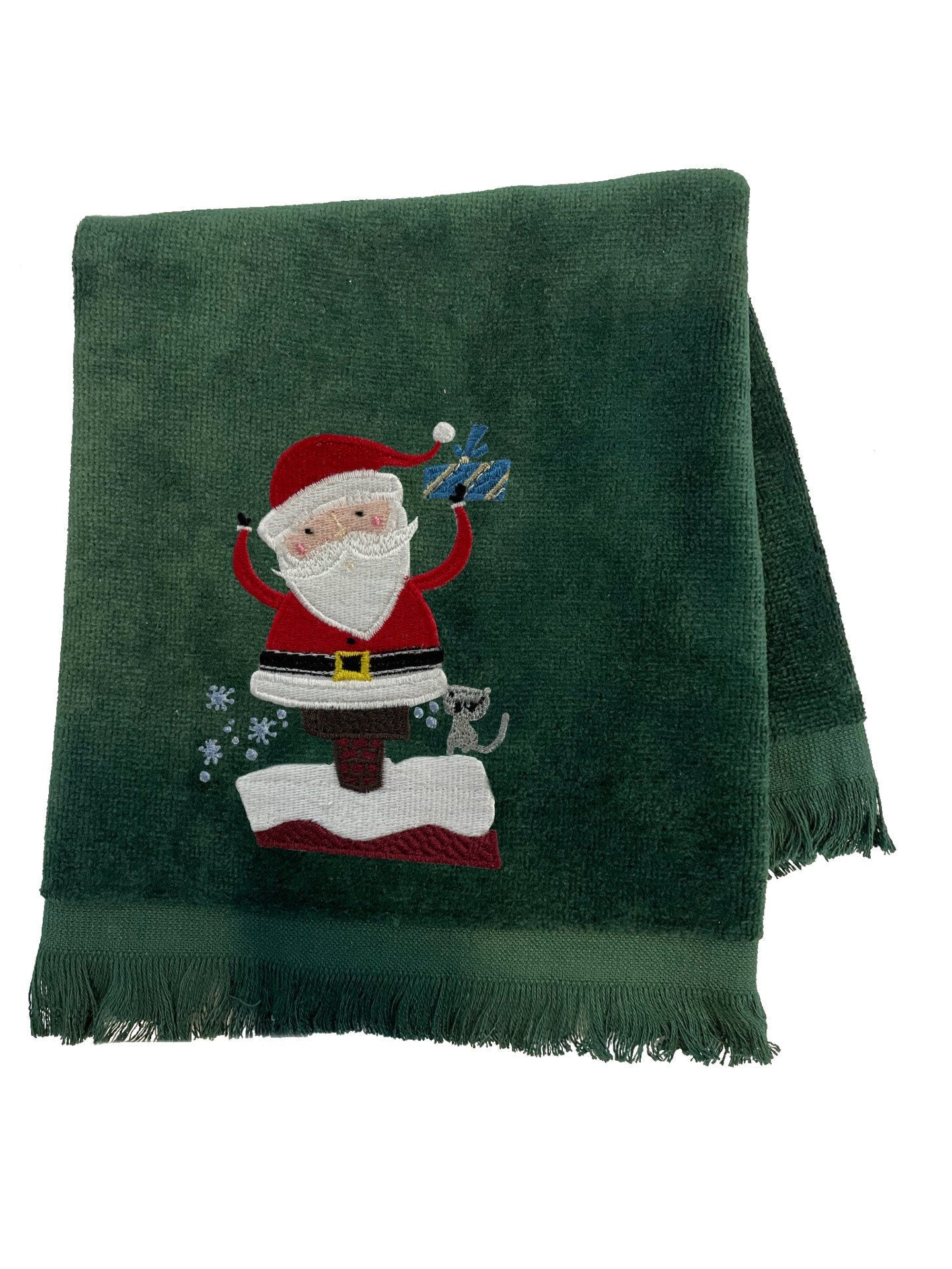 Embroidered Christmas Santa Bath Towels. 100% Cotton Hand or Fingertip Towel