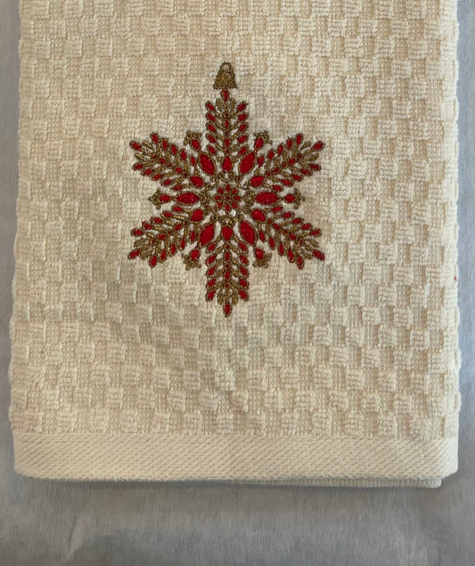 Exquisite Snowflake Embroidered Kitchen Towel