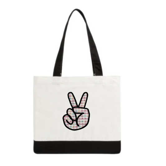 Peace Embroidered Cotton Canvas Tote. Choice of 5 different bags