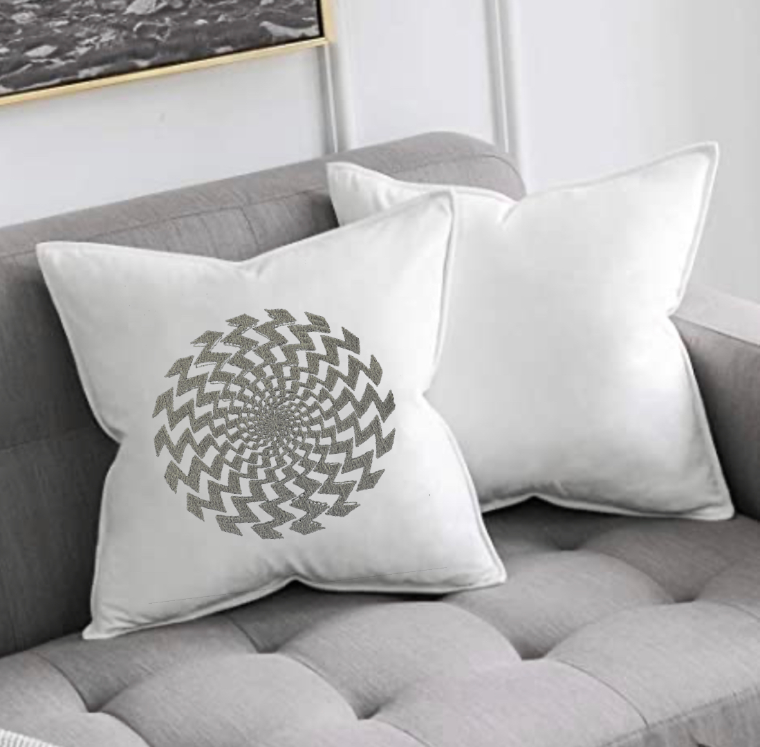 Modern Spiral Embroidered Decorative Pillow Cover 16" x 16"