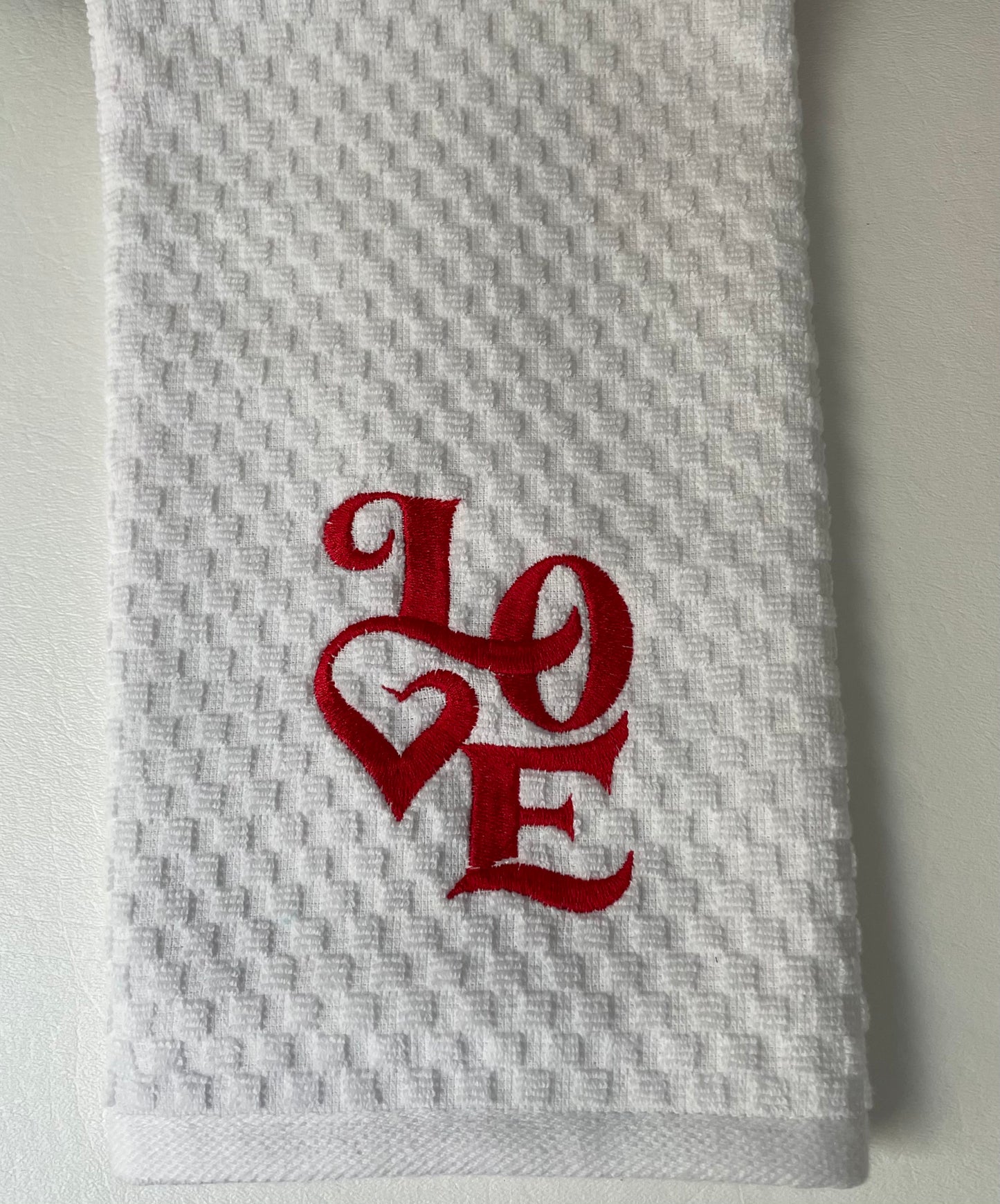 Love Embroidered Kitchen Towel