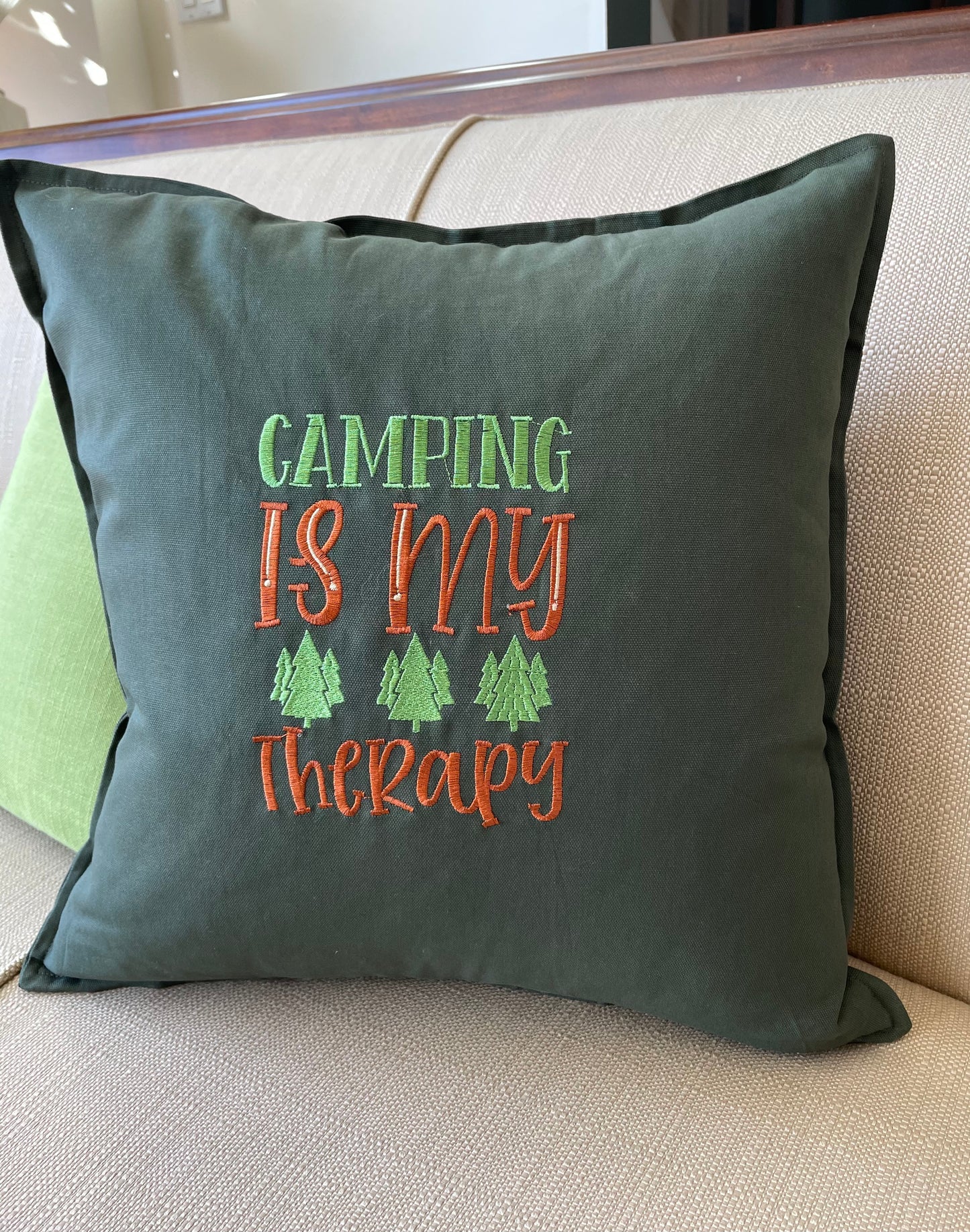 Camping Is My Therapy Throw Pillow Cover 20" x 20"