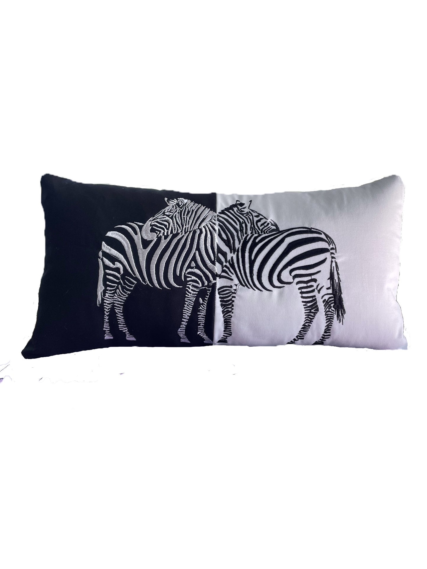 Black and White Intertwined Zebra Throw Pillow Cover 12” x 18” Cotton