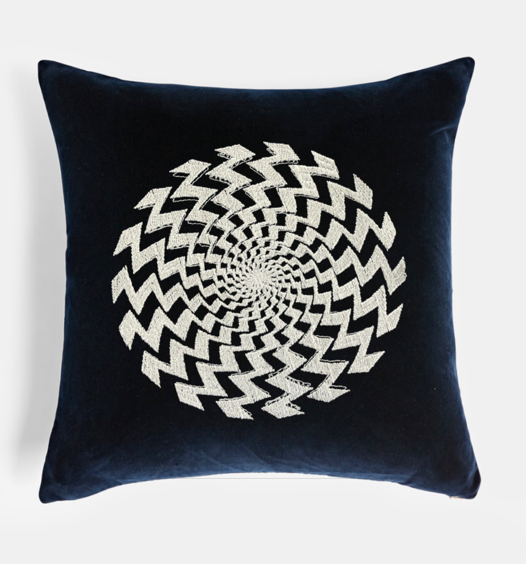 Modern Spiral Embroidered Decorative Pillow Cover 18" x 18"