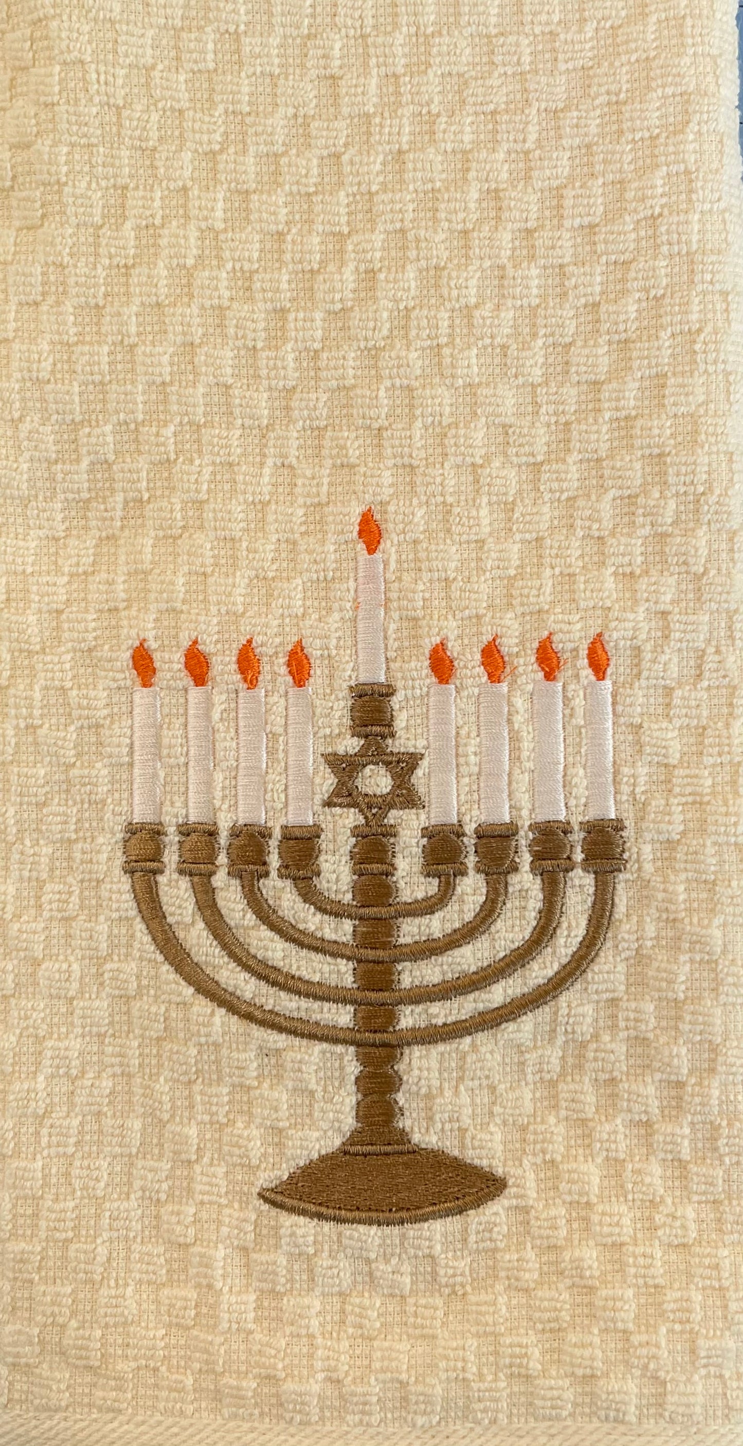 Embroidered Hanukkah Kitchen Towels