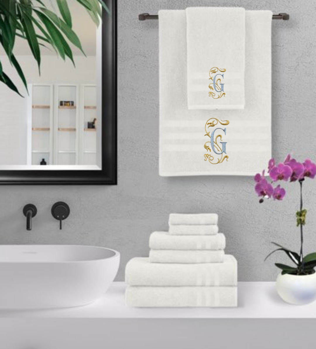 Set of Monogrammed Guest Bath Hand and Bath Towel Set Beautiful Monogr Kellytwins