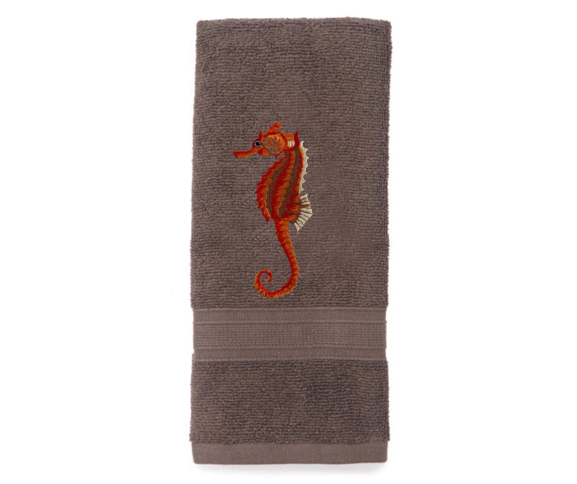 Seahorse Embroidered Bath Hand Towel. Beautifully Detailed Vibrant