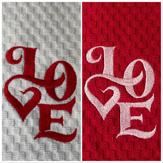 Love Embroidered Kitchen Towel