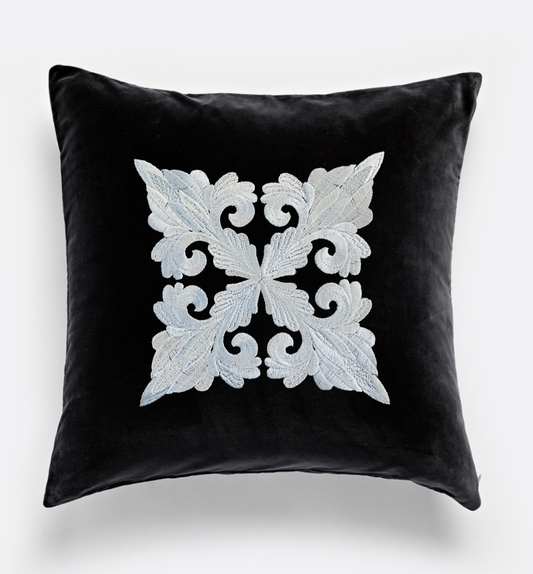 Damask Fleur de Lis Embroidered Decorative Pillow Cover