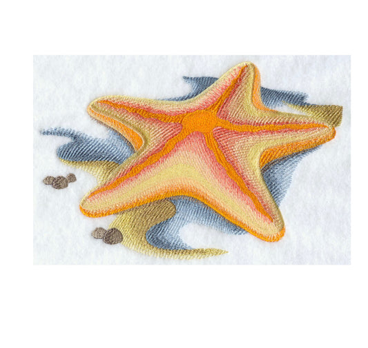 Starfish Embroidered Bath Hand Towel. Starfish on a Beach
