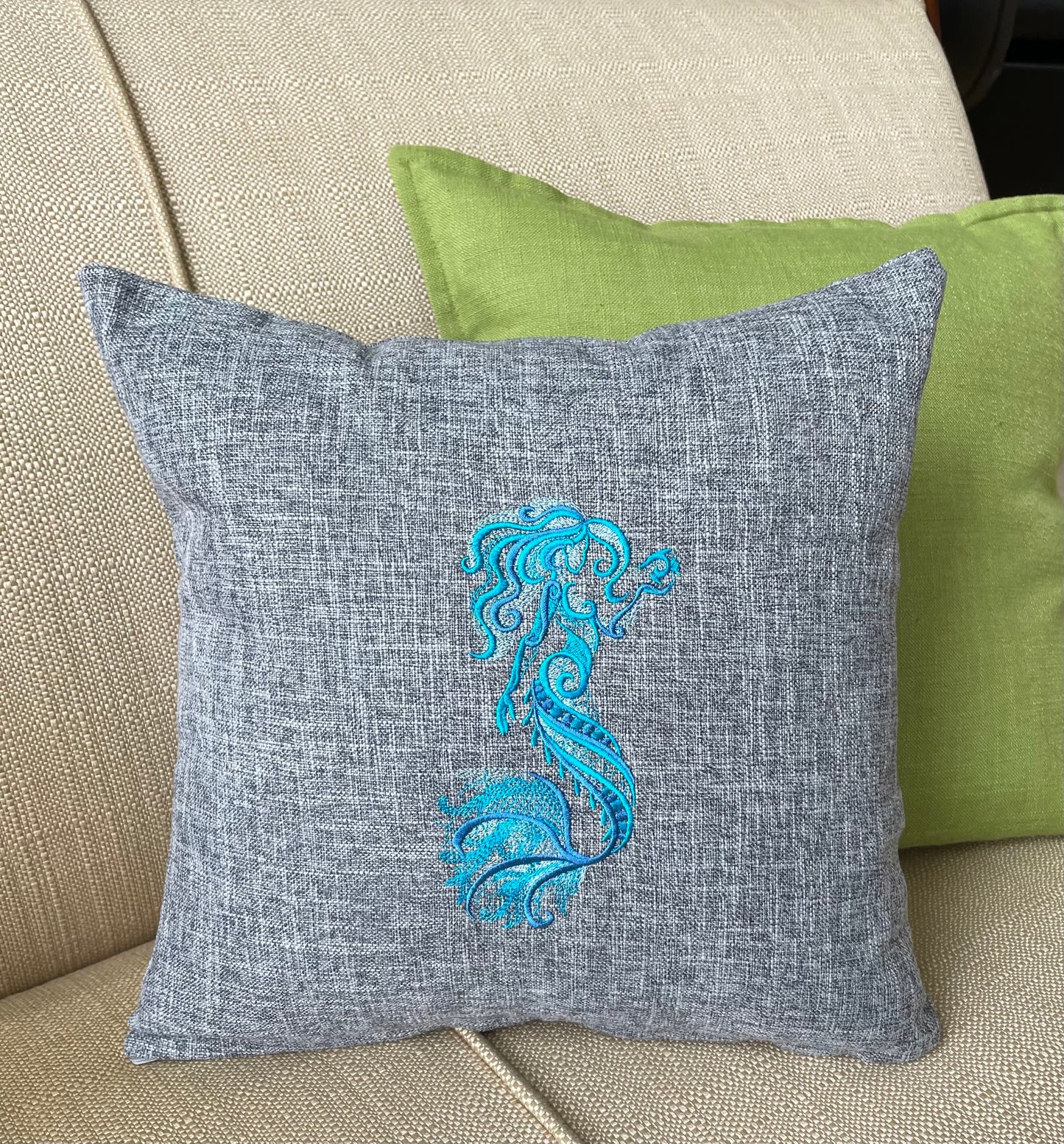 Lace Mermaid Throw Pillow Cover 16” x 16” Cotton Cover Zip Closure