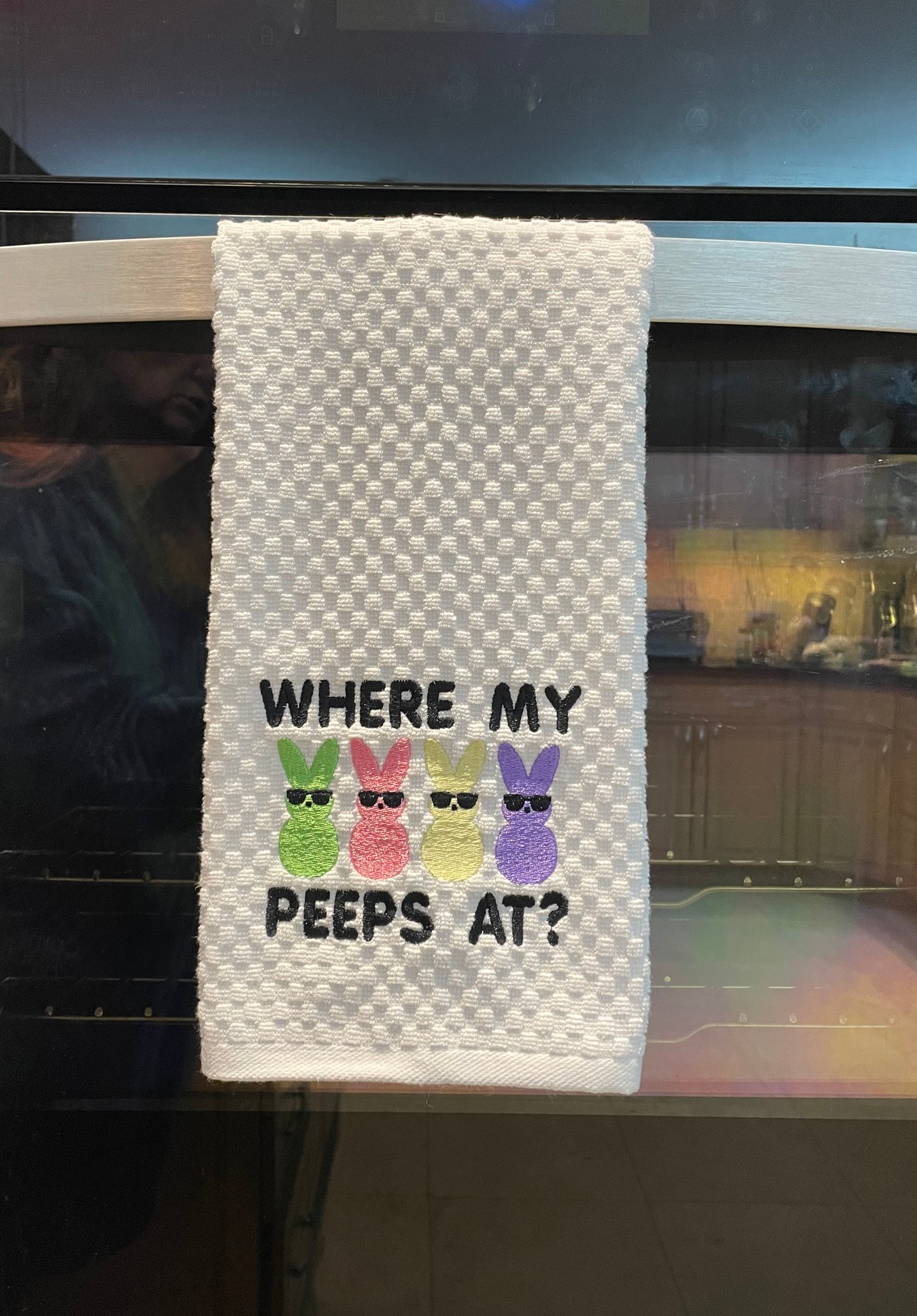 Easter Peeps Embroidered Towel. Embroidered on Kitchen or Guest Bath Hand Towels